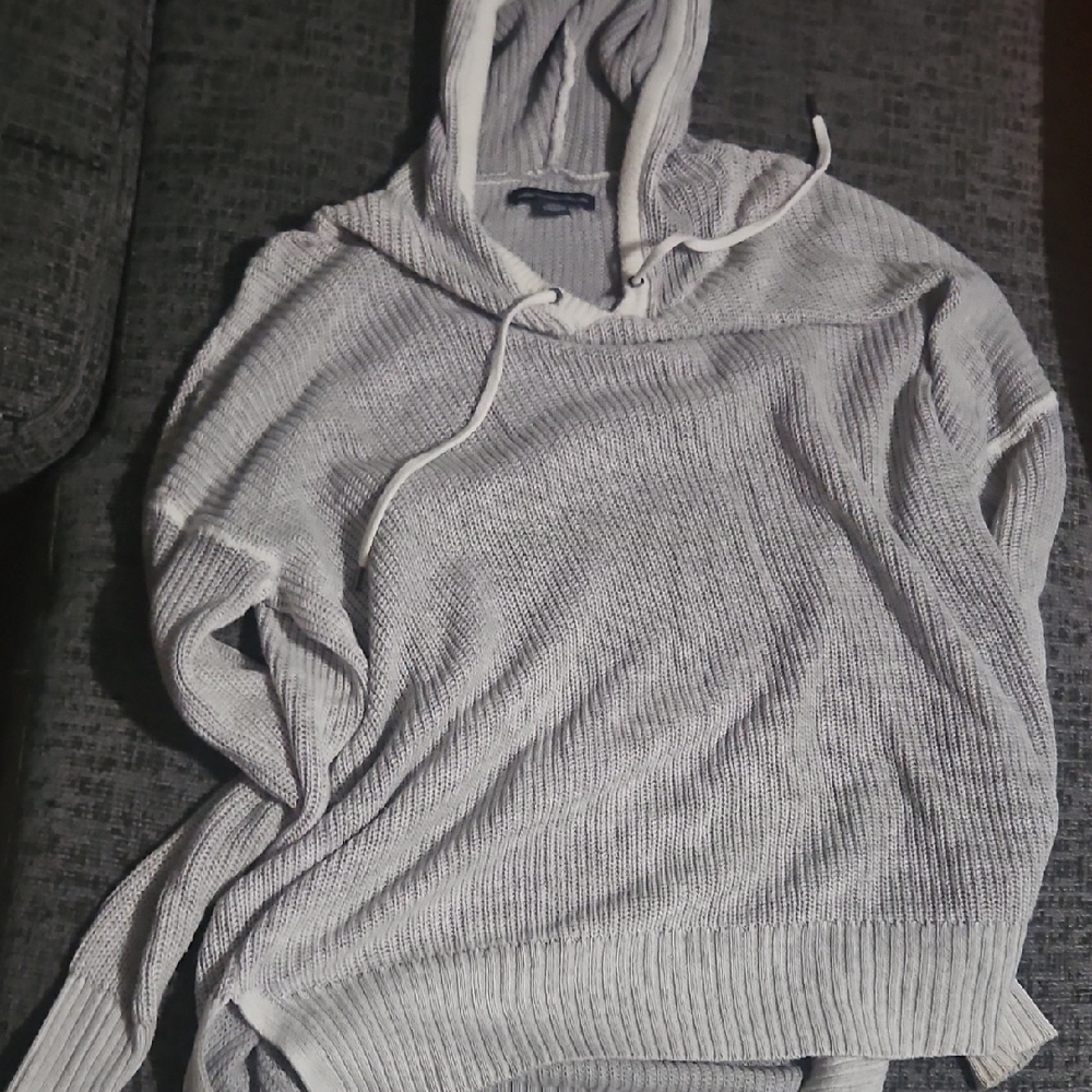 American Eagle Outfitters Women's Cream Hooded Sweater